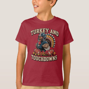 Turkey and Touchdowns Funny Thanksgiving  T-shirt