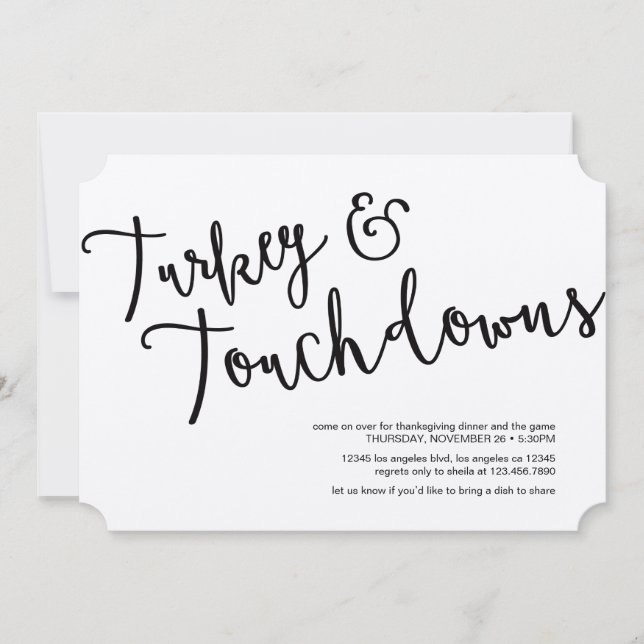 Turkey and Touchdowns Thanksgiving Dinner Invite (Front)