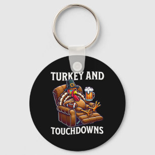 Turkey And Touchdowns Thanksgiving Football Dad Fu Key Ring