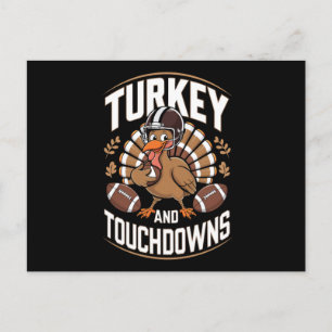 Turkey And Touchdowns Thanksgiving Football Holiday Postcard