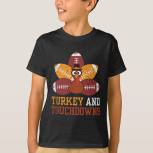 Turkey And Touchdowns Thanksgiving Football Kids T T-Shirt