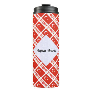 Turkey and Turkish Flag Tiled Personalised Thermal Tumbler