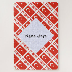 Turkey and Turkish Flag Tiled with Your Name Jigsaw Puzzle