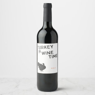 Turkey and wine time thanksgiving labels