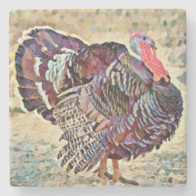 Turkey Art Bird Thanksgiving Coaster