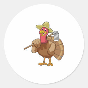 Turkey as Farmer Classic Round Sticker