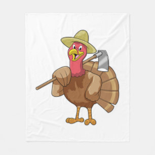 Turkey as Farmer Fleece Blanket