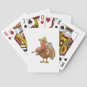 Turkey as Farmer Playing Cards