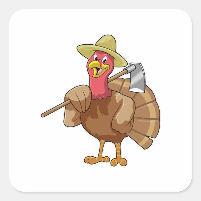 Turkey as Farmer Square Sticker (Front)