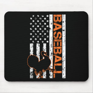 Turkey Baseball American Flag Thanksgiving Day Spo Mouse Mat