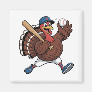 Turkey Batter Baseball Baseball Game Baseball Magnet