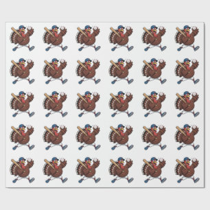 Turkey Batter Baseball Baseball Game Baseball Wrapping Paper