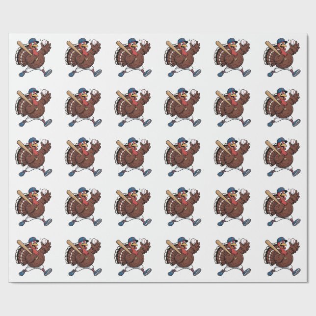 Turkey Batter Baseball Baseball Game Baseball  Wrapping Paper (Flat)