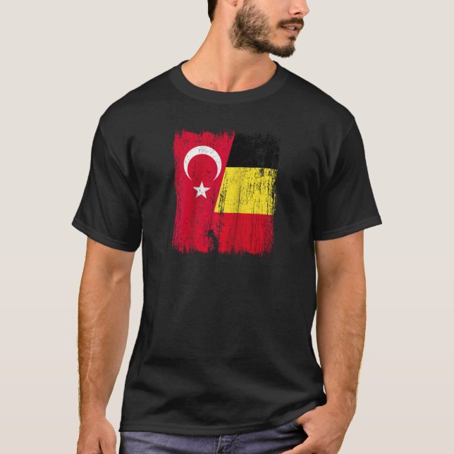 Turkey Belgium Half Flag Turkish Belgian Jersey Ra T-Shirt (Front)