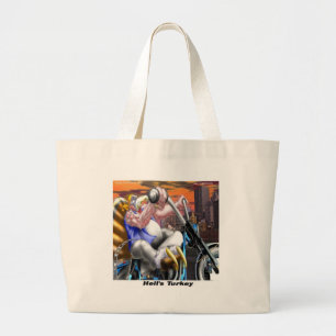 Turkey Biker Funny Large Tote Bag