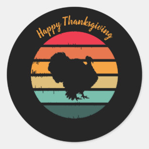Turkey Bird Thanksgiving Distressed Vintage Sunset Classic Round Sticker
