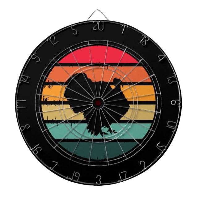 Turkey Bird Thanksgiving Distressed Vintage Sunset Dartboard (Front)