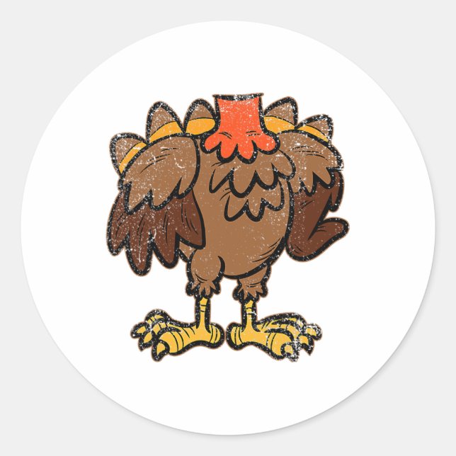 Turkey Body Costume Funny Thanksgiving Day Fall Au Classic Round Sticker (Front)