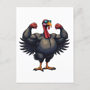 Turkey Bodybuilding Thanksgiving Day Gym Workout Announcement Postcard