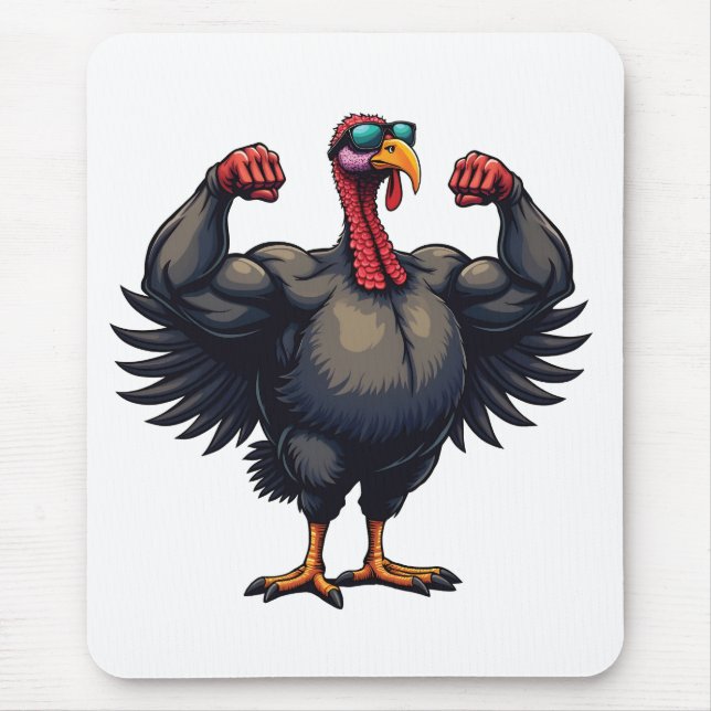 Turkey Bodybuilding Thanksgiving Day Gym Workout   Mouse Mat (Front)