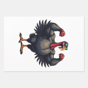 Turkey Bodybuilding Thanksgiving Day Gym Workout   Wrapping Paper Sheet