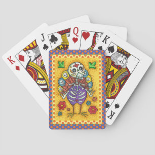 TURKEY BONES COLORFUL FOLK THANKSGIVING BIRD SKULL PLAYING CARDS