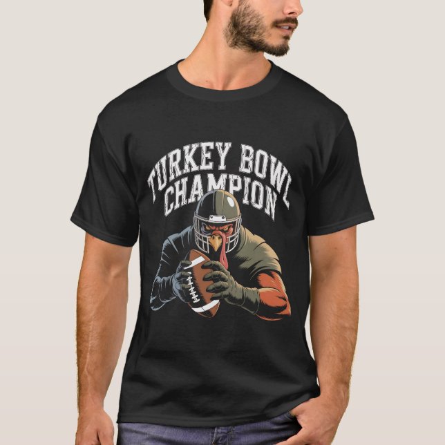 Turkey Bowl Champion Funny Thanksgiving Football S T-Shirt (Front)