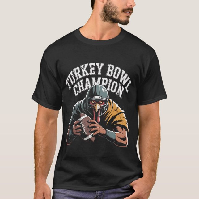 Turkey Bowl Champion Funny Thanksgiving Football S T-Shirt (Front)