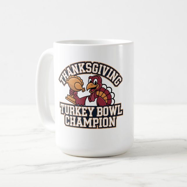 Turkey Bowl Champion Game Day Food Football Fun Coffee Mug (Front Left)