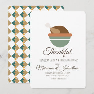 Turkey Bowl Thankful Thanksgiving Dinner Family Invitation