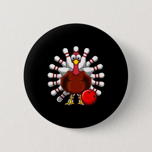 Turkey Bowling Players Bowlers Fall Vibes Thanksgi 6 Cm Round Badge (Front)