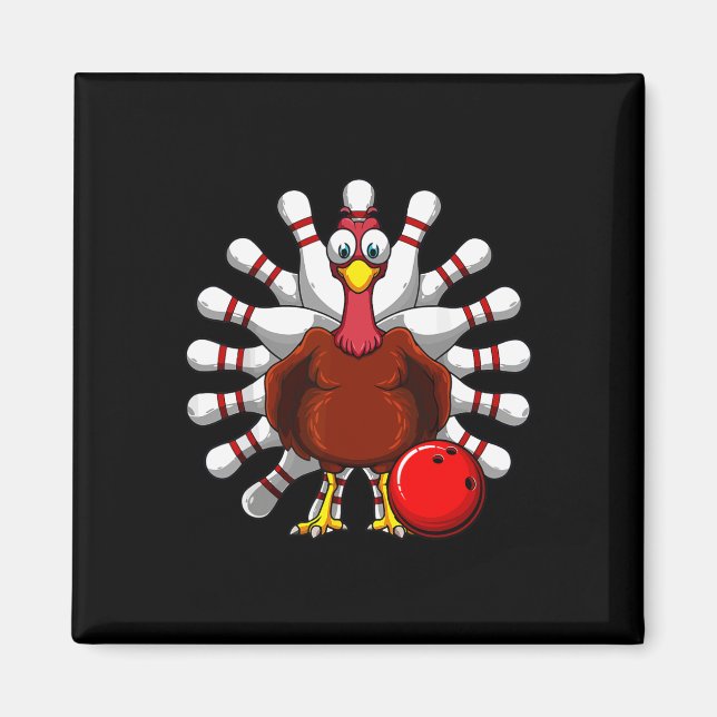 Turkey Bowling Players Bowlers Fall Vibes Thanksgi Magnet (Front)