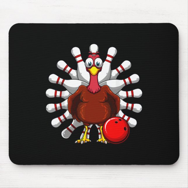 Turkey Bowling Players Bowlers Fall Vibes Thanksgi Mouse Mat (Front)