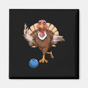 Turkey Bowling Thanksgiving Turkey Playing Bowling Magnet
