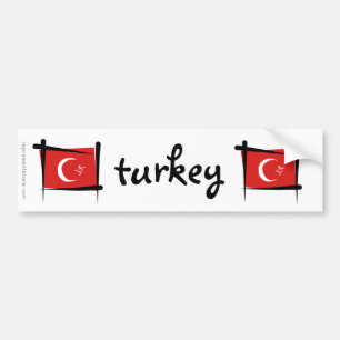 Turkey Brush Flag Bumper Sticker