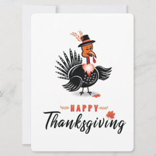 Turkey Cartoon with Hat Happy Thanksgiving Card