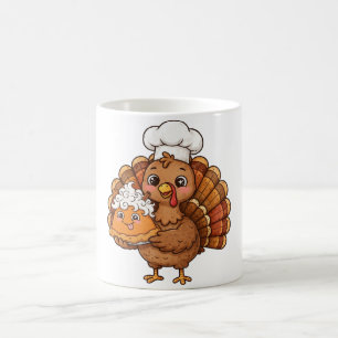 Turkey Chef Pumpkin Pie Thanksgiving Coffee Mug