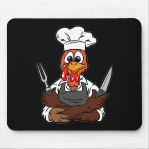 Turkey Chef Thanksgiving Day Funny Cook Culinary F Mouse Mat