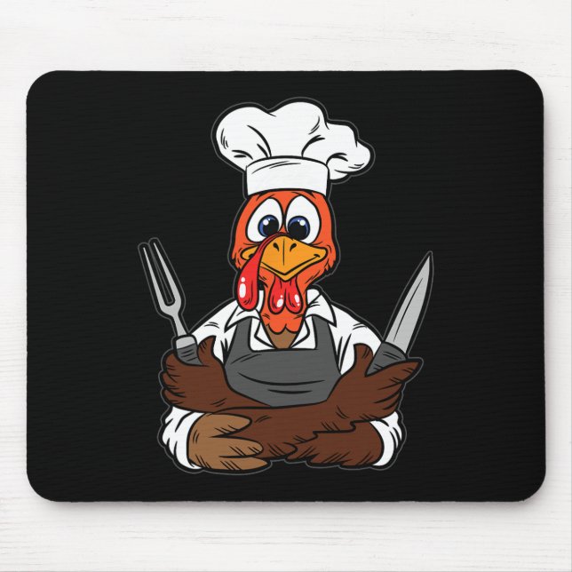 Turkey Chef Thanksgiving Day Funny Cook Culinary F Mouse Mat (Front)