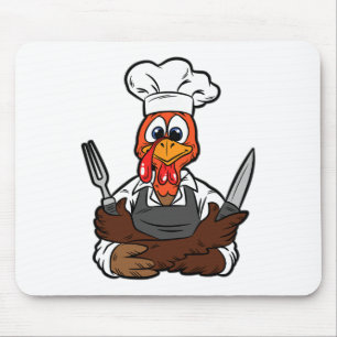 Turkey Chef Thanksgiving Day Funny Cook Culinary F Mouse Mat