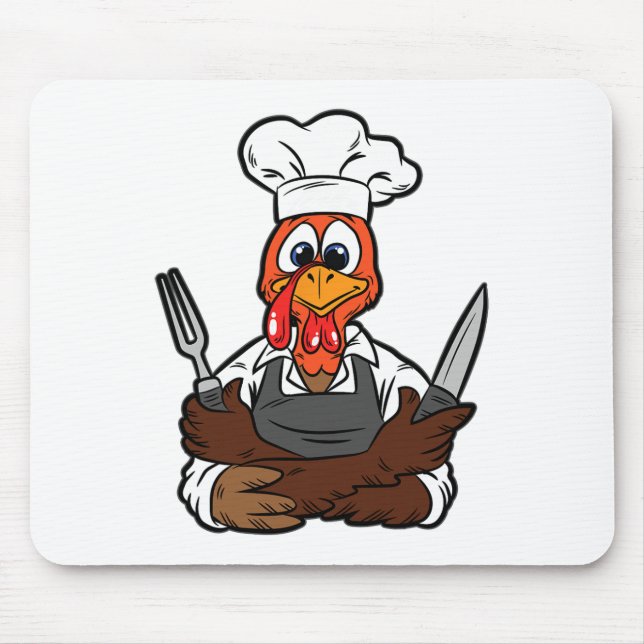 Turkey Chef Thanksgiving Day Funny Cook Culinary F Mouse Mat (Front)