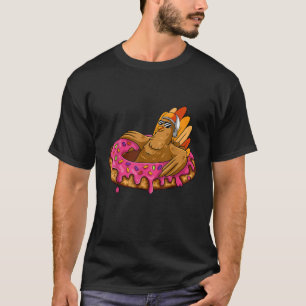 Turkey Chilling On Donut Thanksgiving Day Funny Fa T-Shirt