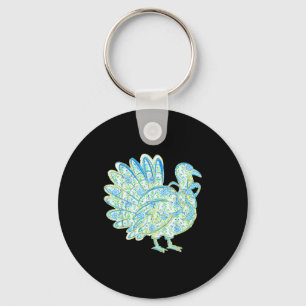 Turkey Chinoiserie Floral Coquette Bow Gobble Than Key Ring