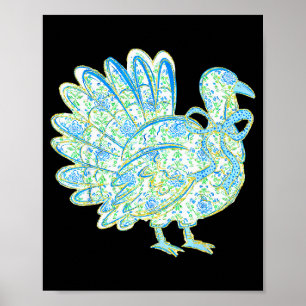 Turkey Chinoiserie Floral Coquette Bow Gobble Than Poster