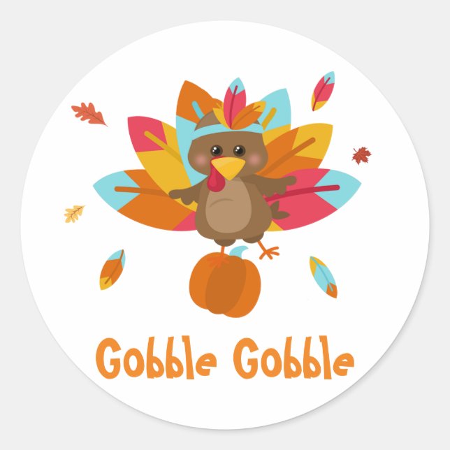 Turkey classic round sticker Fall Turkey sticker (Front)