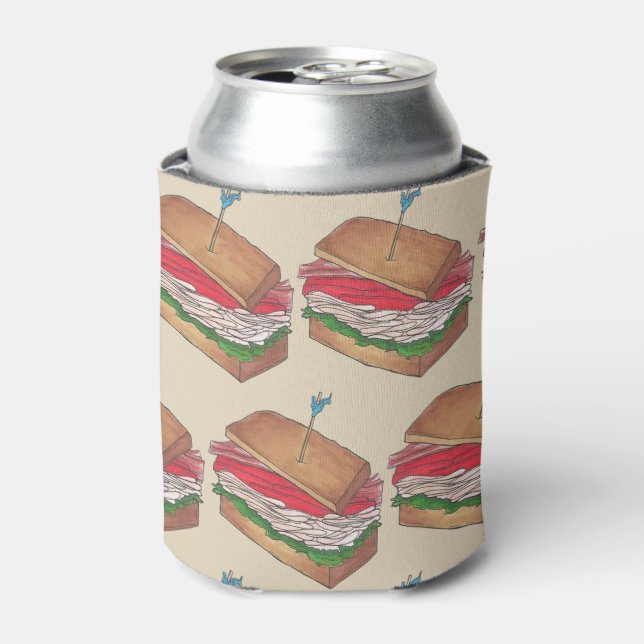 Turkey Club Sandwich Deli Lunch Luncheon Meat Can Cooler (Can Front)