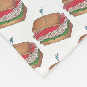 Turkey Club Sandwich Restaurant Diner Foodie Food Fleece Blanket