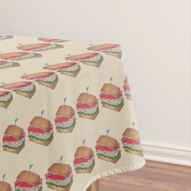 Turkey Club Sandwich Restaurant Diner Foodie Food Tablecloth (In Situ)