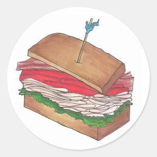 Turkey Club Sandwich Restaurant Diner Foodie Gift Classic Round Sticker
