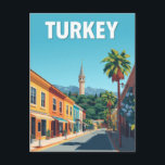 Turkey Colourful Street Vintage Travel Art Postcard<br><div class="desc">Experience the beauty of Turkey with this vibrant vintage-style travel art featuring a charming colourful street, palm trees, and a mosque tower rising against a mountain backdrop. This retro-inspired artwork captures the charm of Turkish culture and architecture, perfect for travelers, collectors, and those who love Mediterranean scenery. A timeless design...</div>